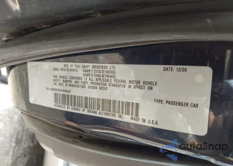 2004 Subaru Outback из США, поврежденный, VIN 4S3BH675647633248